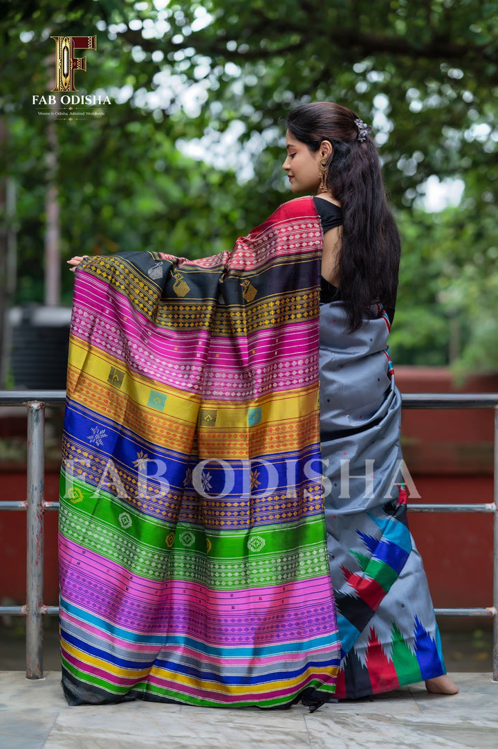 TEJIKA ETHEREAL CHARM BERHAMPURI DOUBLE AANCHAL PURE SILK PATTA SAREE