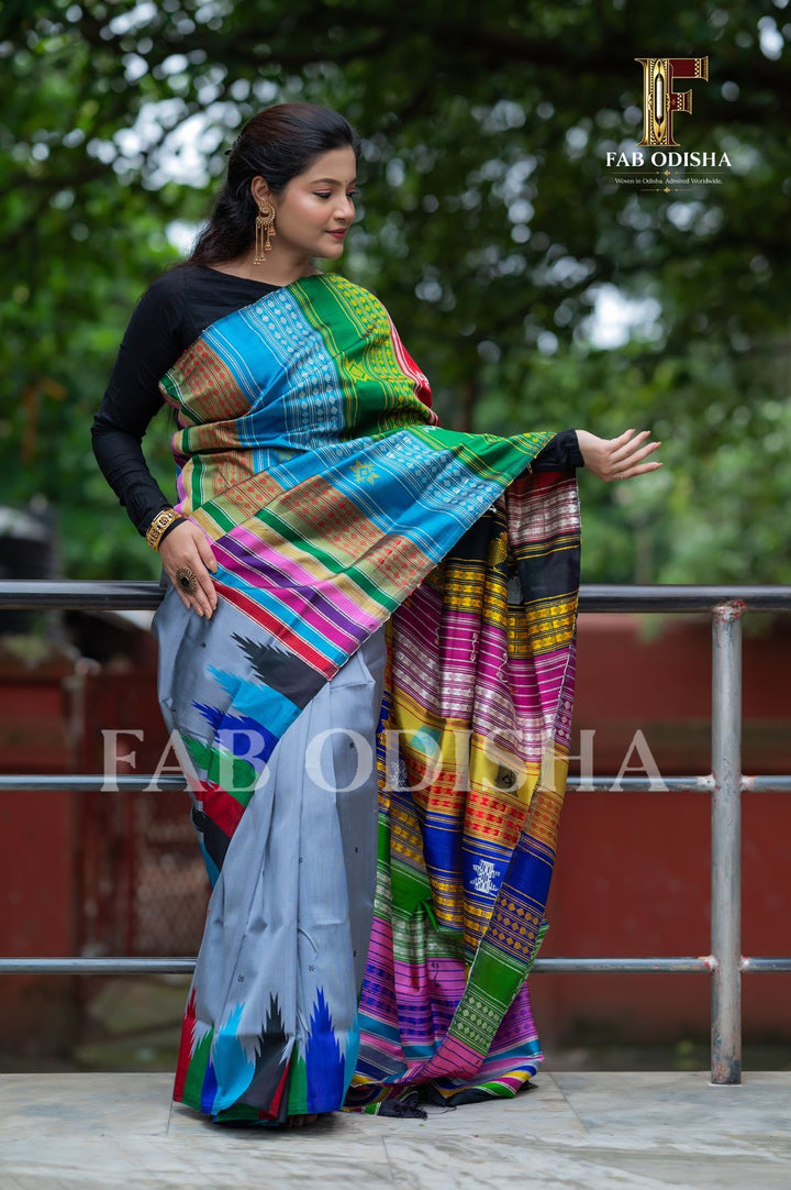 TEJIKA ETHEREAL CHARM BERHAMPURI DOUBLE AANCHAL PURE SILK PATTA SAREE