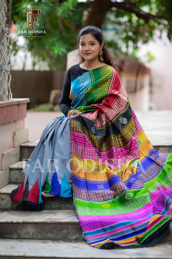 TEJIKA ETHEREAL CHARM BERHAMPURI DOUBLE AANCHAL PURE SILK PATTA SAREE