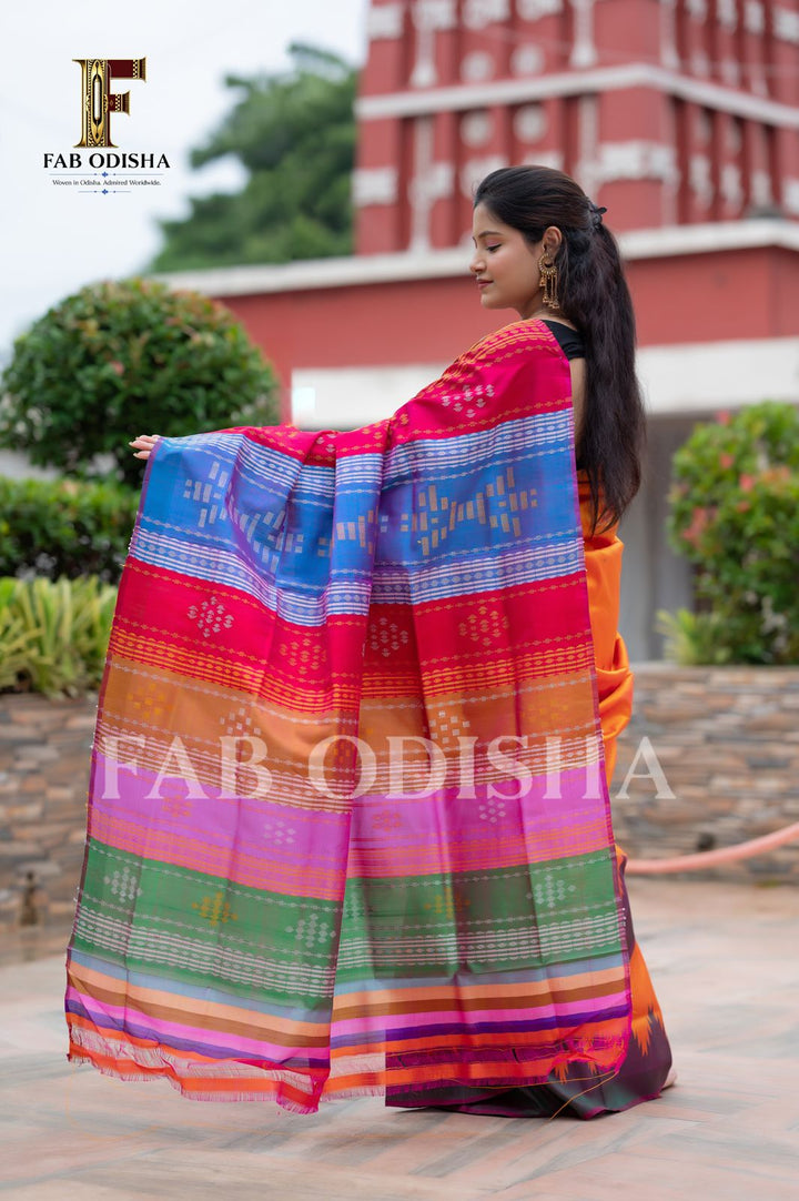 BHAGYALAKSHMI BRIDAL RESPLENDANT BERHAMPURI DOUBLE AANCHAL PURE SILK PATTA SAREE
