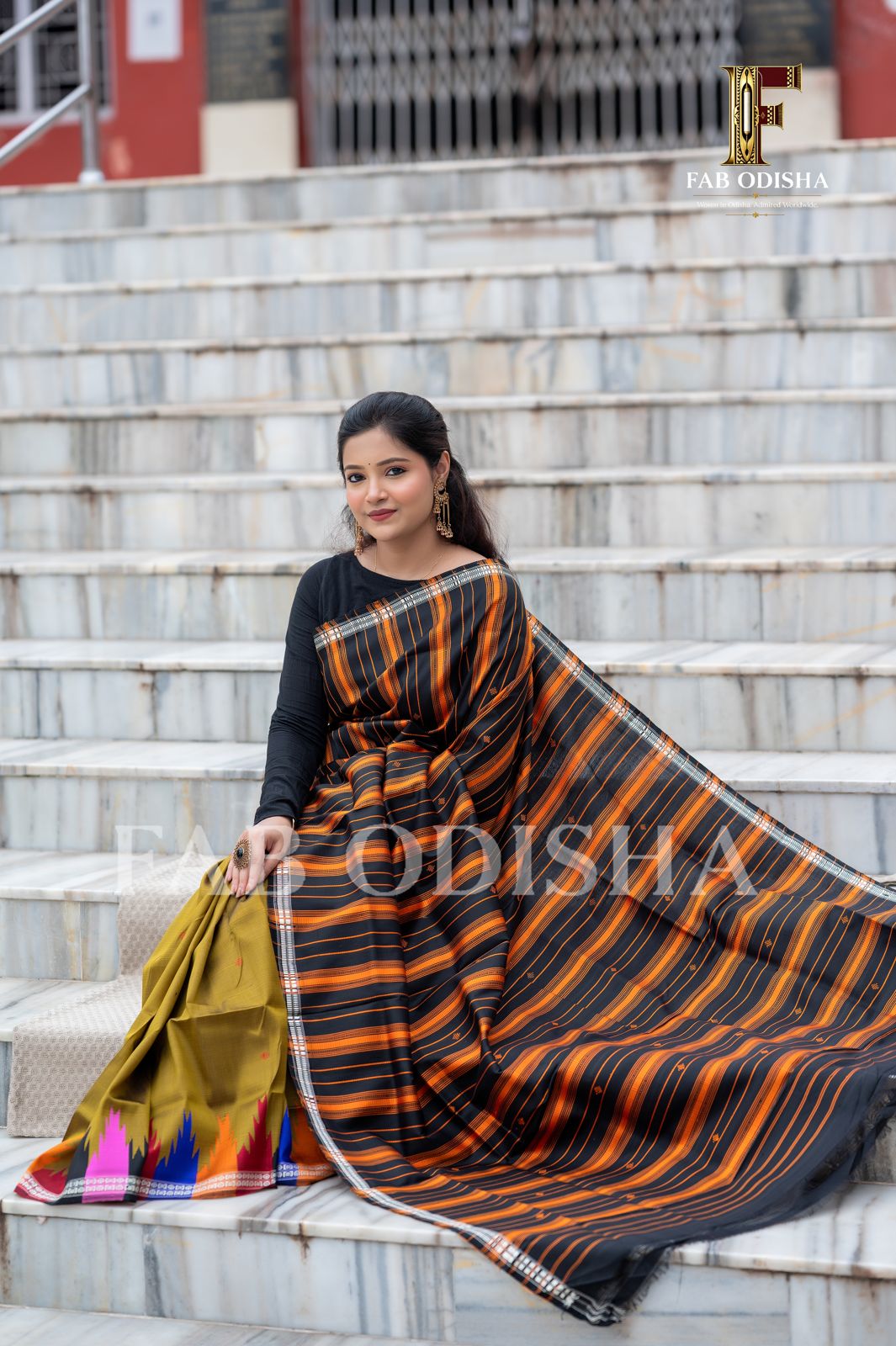 AMRITA CELESTIAL PLEATS BERHAMPURI DOUBLE AANCHAL PURE SILK PATTA SAREE