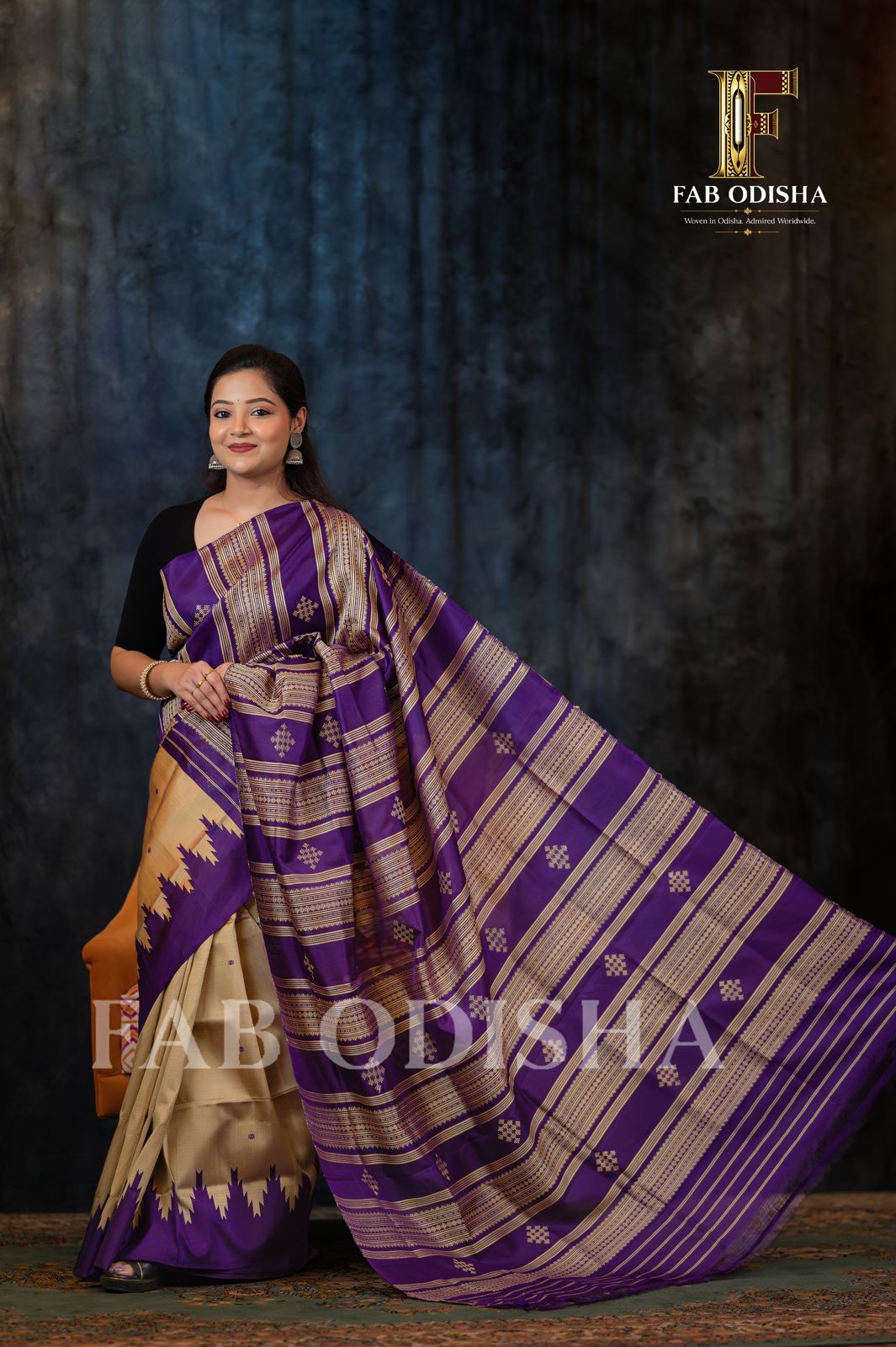 HEMVATI GOLDEN AURA BERHAMPURI DOUBLE AANCHAL PURE SILK PATTA SAREE