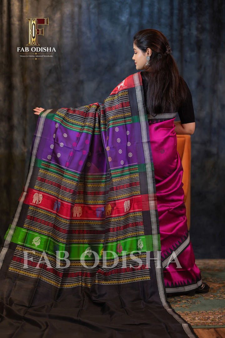 PRATHANA SERENE DRAPES BERHAMPURI DOUBLE AANCHAL PURE SILK PATTA SAREE