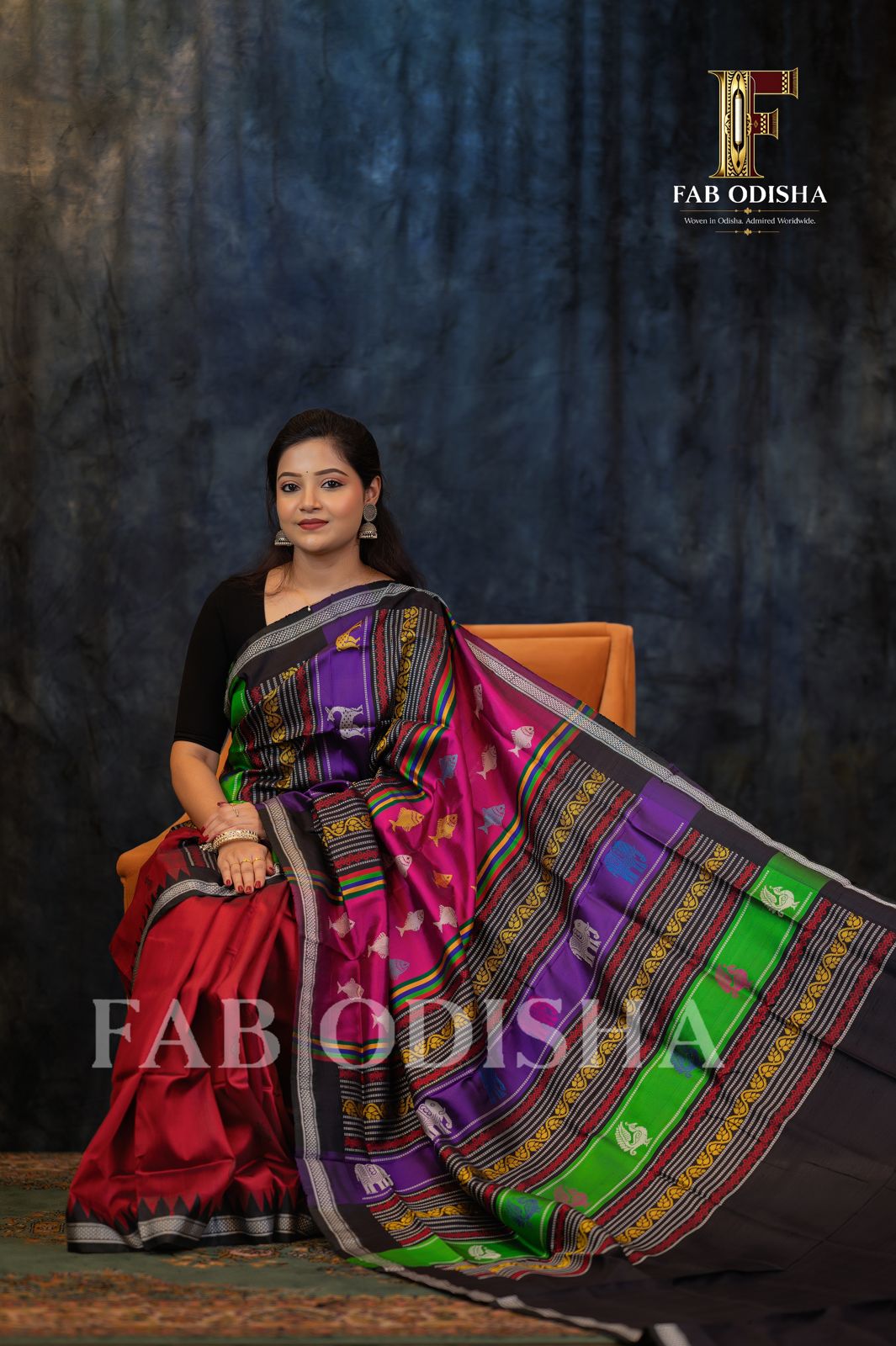 SHAMBHAVI DIVINE DRAPES BERHAMPURI DOUBLE AANCHAL PURE SILK PATTA SAREE