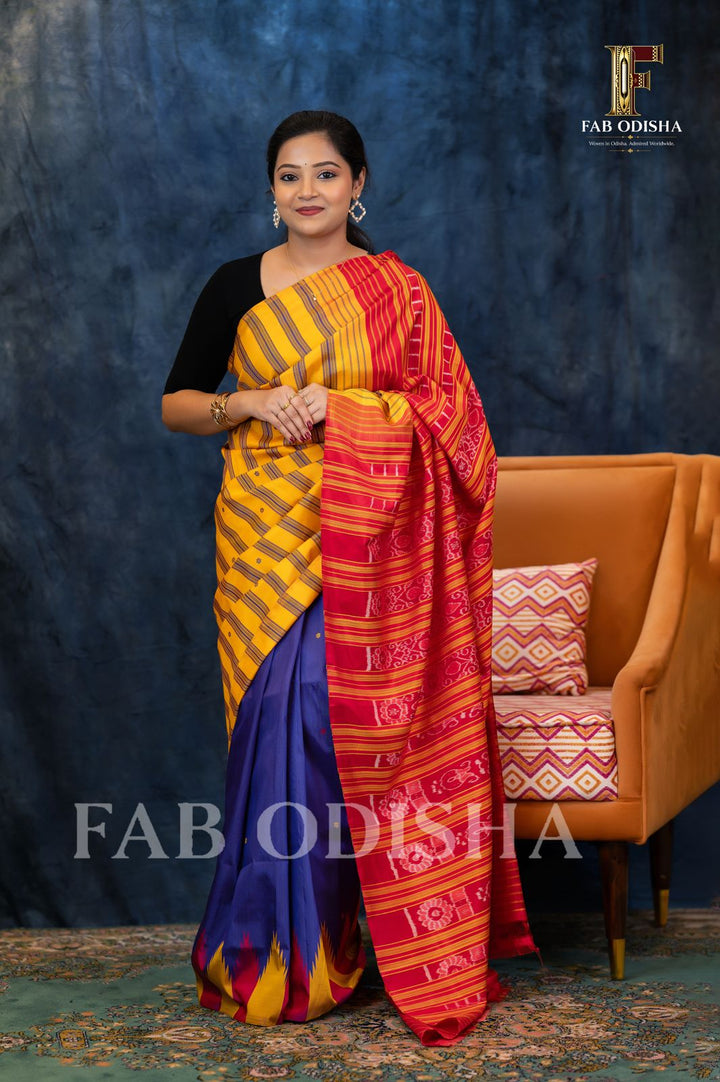 RACHANA VASTRA EXCLUSIVE PATLI BERHAMPURI DOUBLE AANCHAL PURE SILK PATTA SAREE