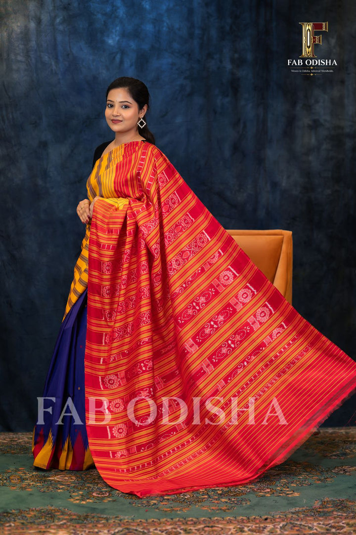 RACHANA VASTRA EXCLUSIVE PATLI BERHAMPURI DOUBLE AANCHAL PURE SILK PATTA SAREE