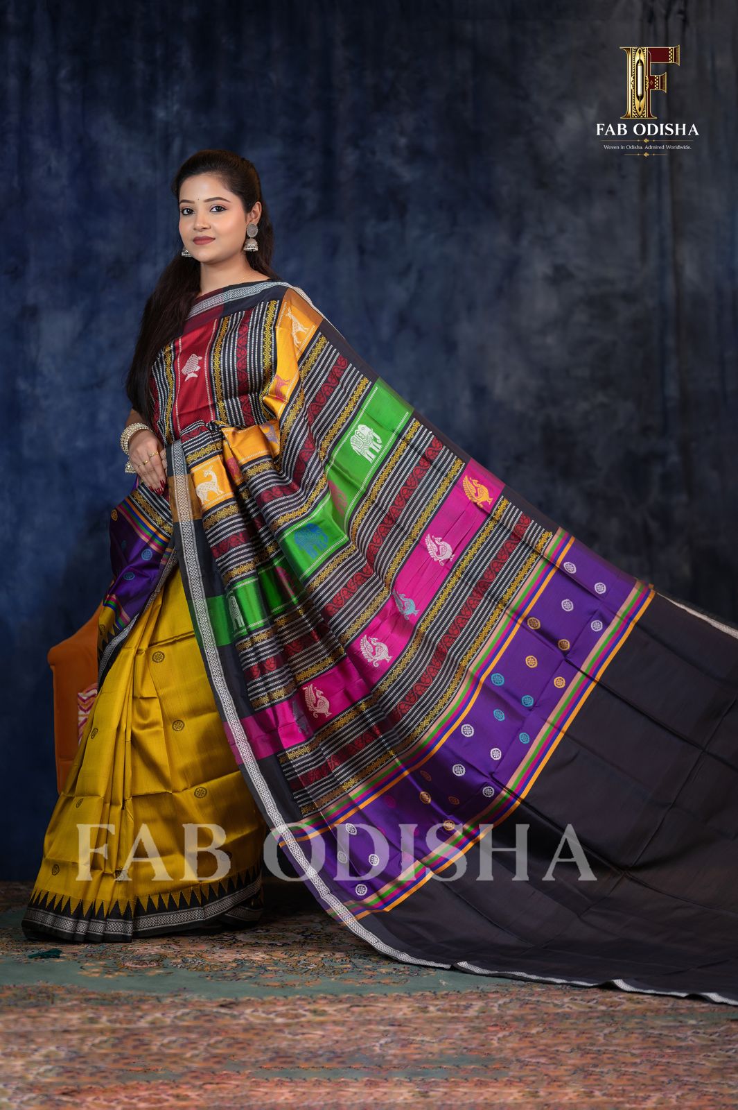 JYOTIRMOYI SERENITY BERHAMPURI DOUBLE AANCHAL PURE SILK PATTA SAREE