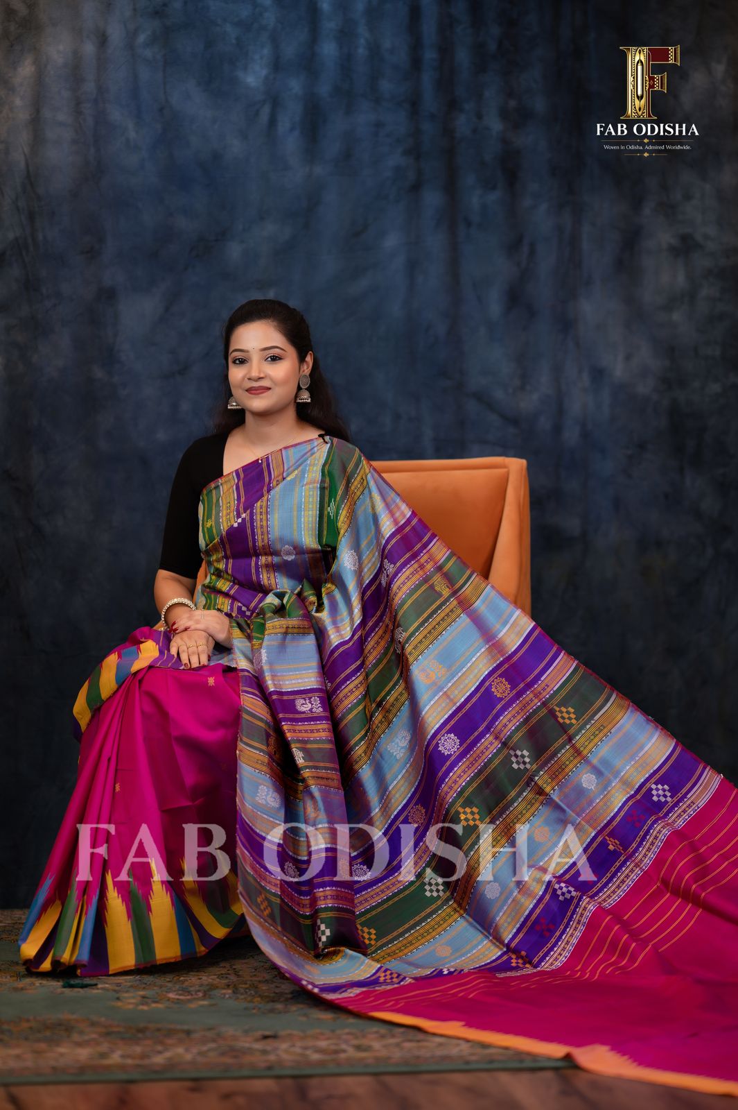 RADHA RASA BERHAMPURI DOUBLE AANCHAL PURE SILK PATTA SAREE