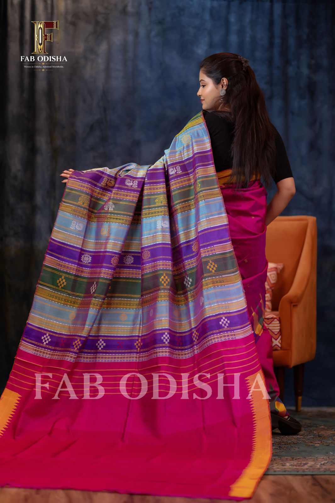 RADHA RASA BERHAMPURI DOUBLE AANCHAL PURE SILK PATTA SAREE