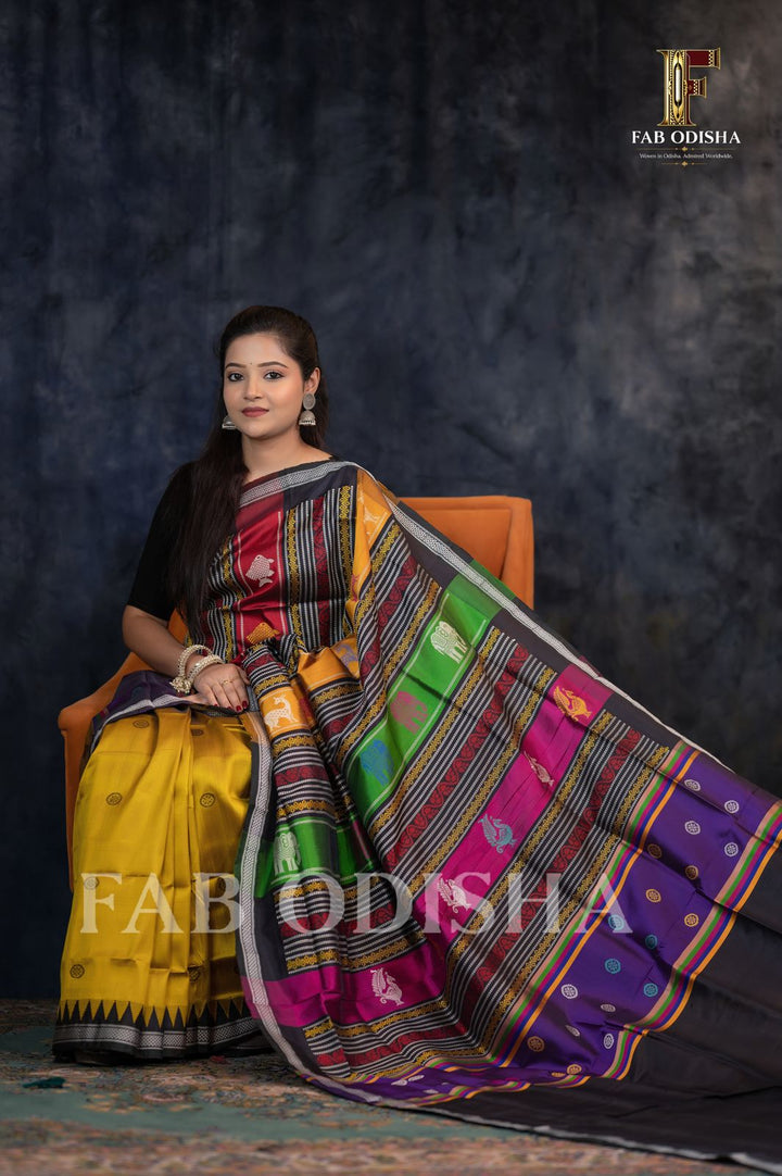 JYOTIRMOYI SERENITY BERHAMPURI DOUBLE AANCHAL PURE SILK PATTA SAREE