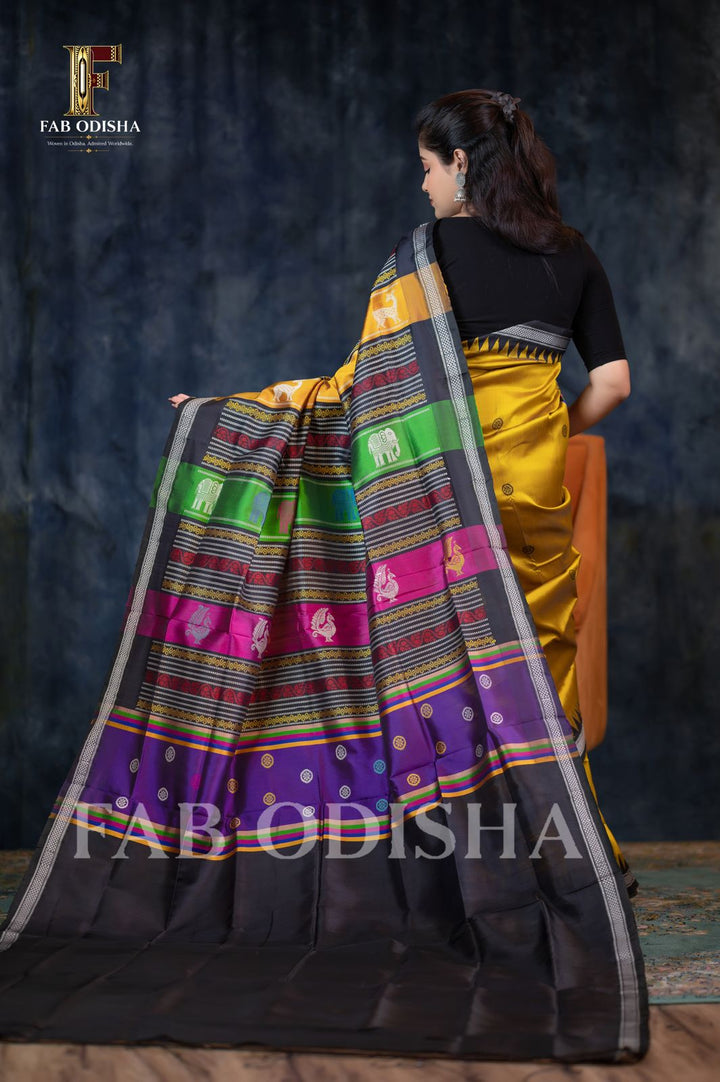 JYOTIRMOYI SERENITY BERHAMPURI DOUBLE AANCHAL PURE SILK PATTA SAREE