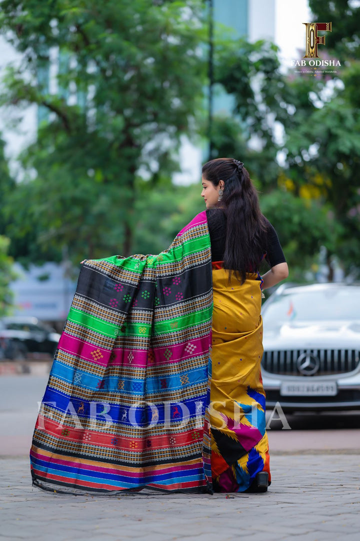 SWARNA ARCHANA BERHAMPURI DOUBLE AANCHAL PURE SILK PATTA SAREE