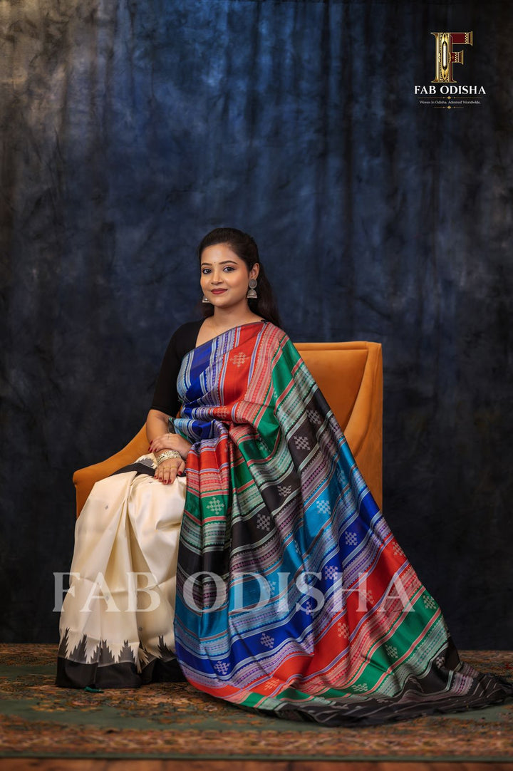 AARADHNA LUXE BERHAMPURI DOUBLE AANCHAL PURE SILK PATTA SAREE