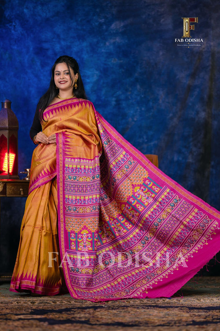 "DIVYA VANMAHOTSAV" RARE AND PREMIUM JACQUARD HAND-WOVEN FINE TUSSAR SILK SAREE