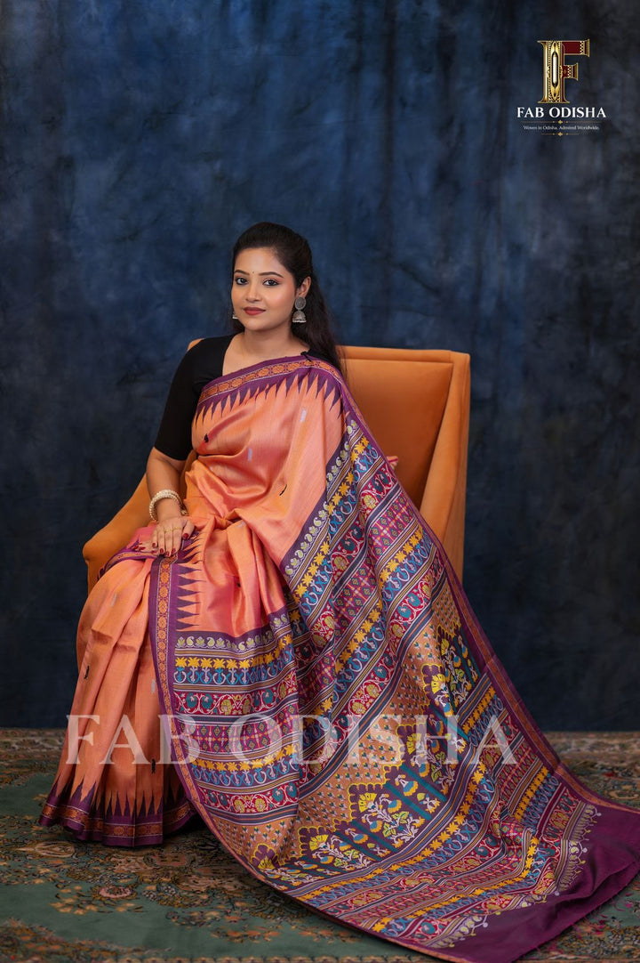KOHINOOR ROYAL RARE AND PREMIUM JACQUARD HAND-WOVEN FINE TUSSAR SILK SAREE