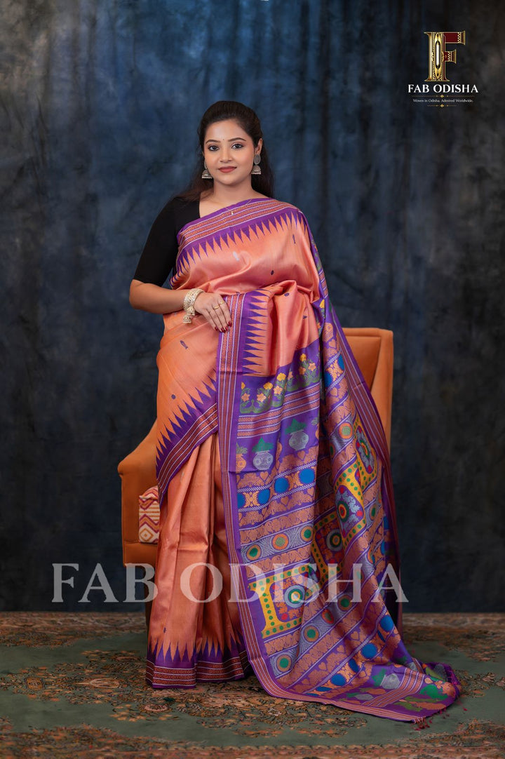KOHINOOR ROYAL RARE AND PREMIUM JACQUARD HAND-WOVEN FINE TUSSAR SILK SAREE