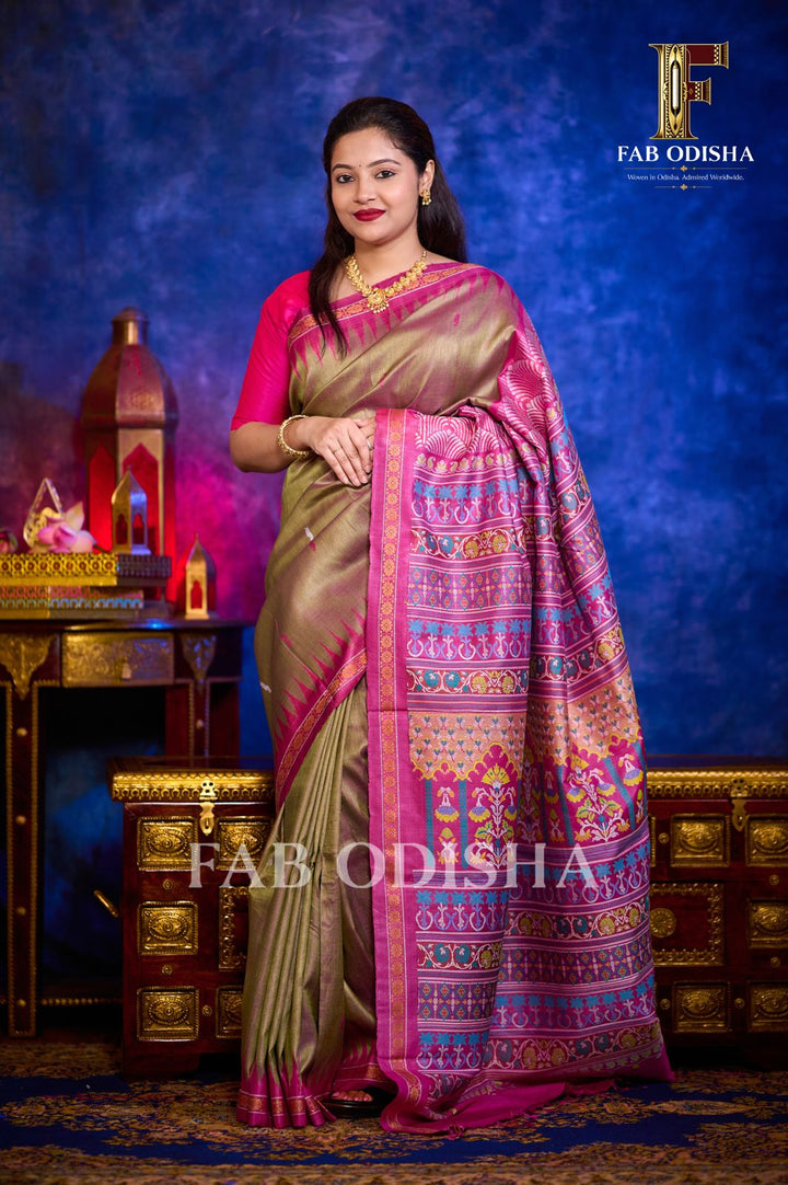 RAJANYA VAIBHAV RARE AND PREMIUM JACQUARD HAND-WOVEN FINE TUSSAR SILK SAREE