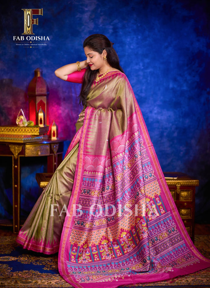 RAJANYA VAIBHAV RARE AND PREMIUM JACQUARD HAND-WOVEN FINE TUSSAR SILK SAREE