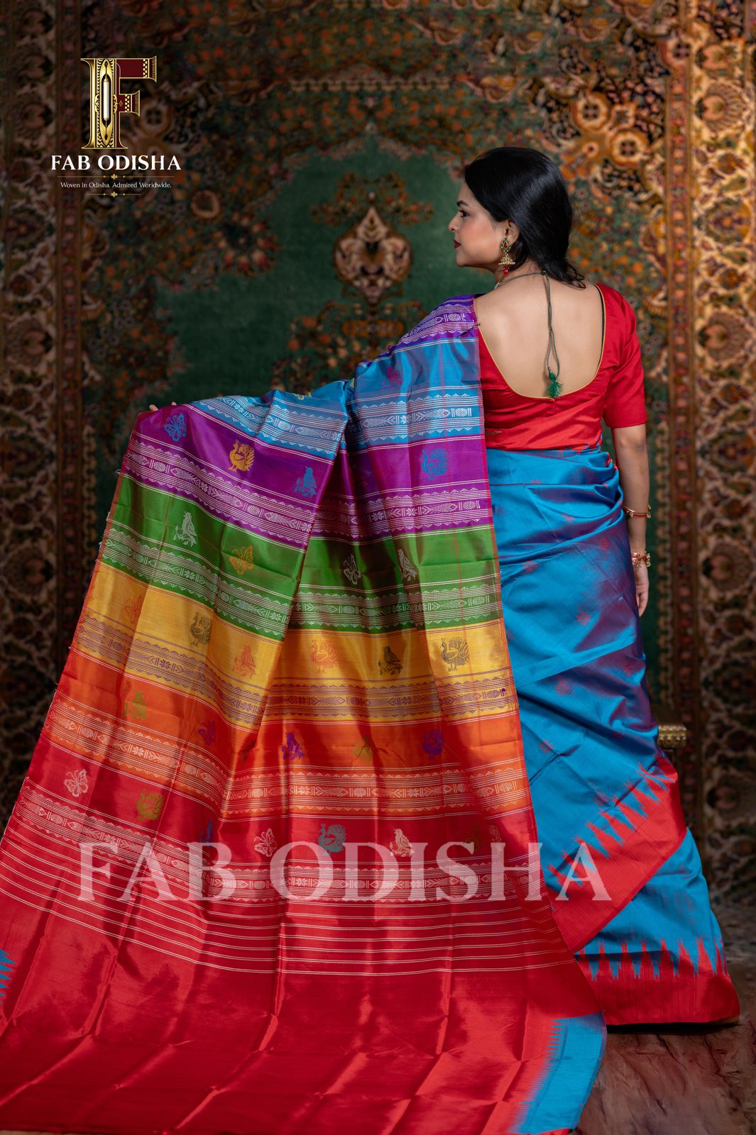 JAHNAVI SUTRA VANDANA BERHAMPURI HANDLOOM DOUBLE AANCHAL PURE SILK PATTA SAREE