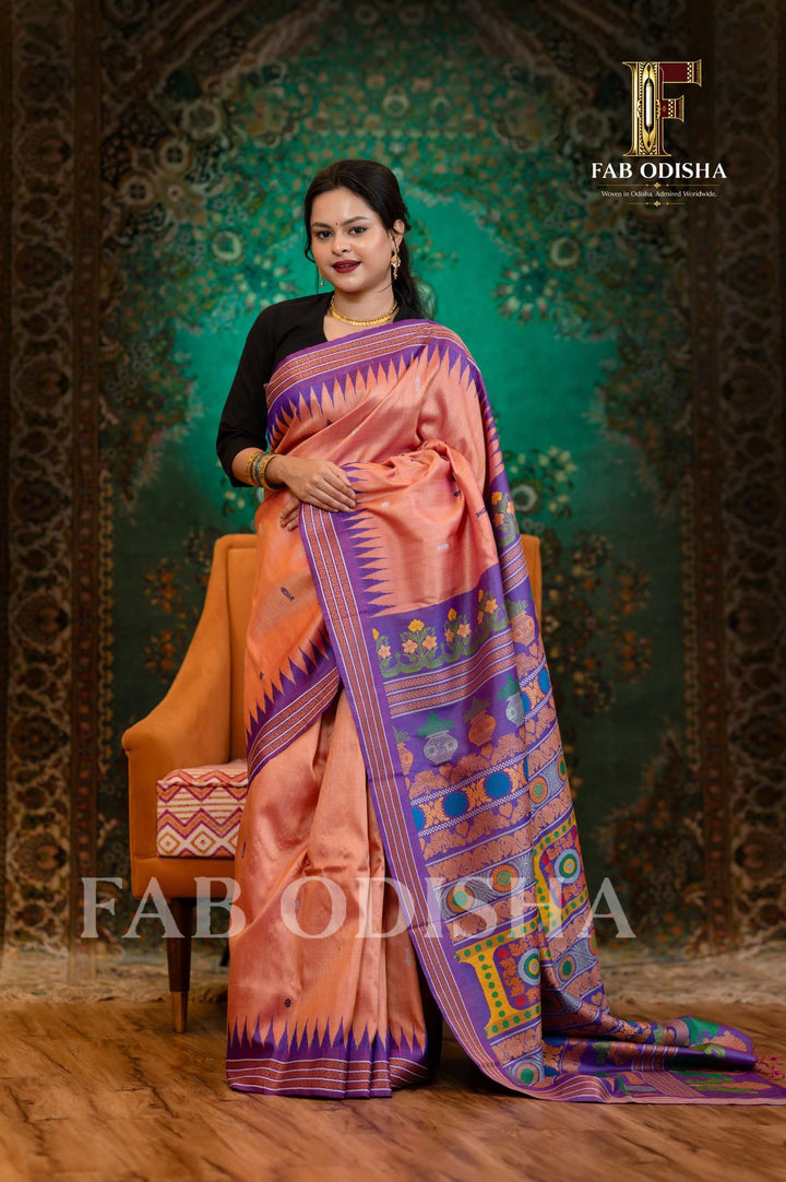 KOHINOOR ROYAL RARE AND PREMIUM JACQUARD HAND-WOVEN FINE TUSSAR SILK SAREE