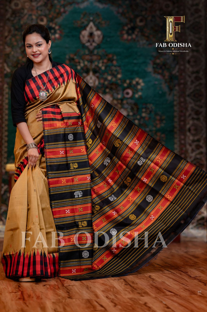 SWARNA MANIKARNIKA EXCLUSIVE MASTERWEAVE BERHAMPURI HANDLOOM PURE SILK PATTA SAREE