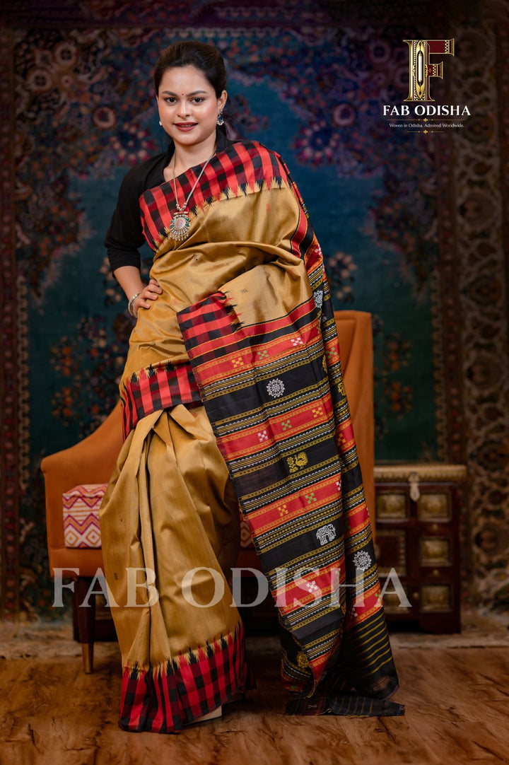 SWARNA MANIKARNIKA EXCLUSIVE MASTERWEAVE BERHAMPURI HANDLOOM PURE SILK PATTA SAREE