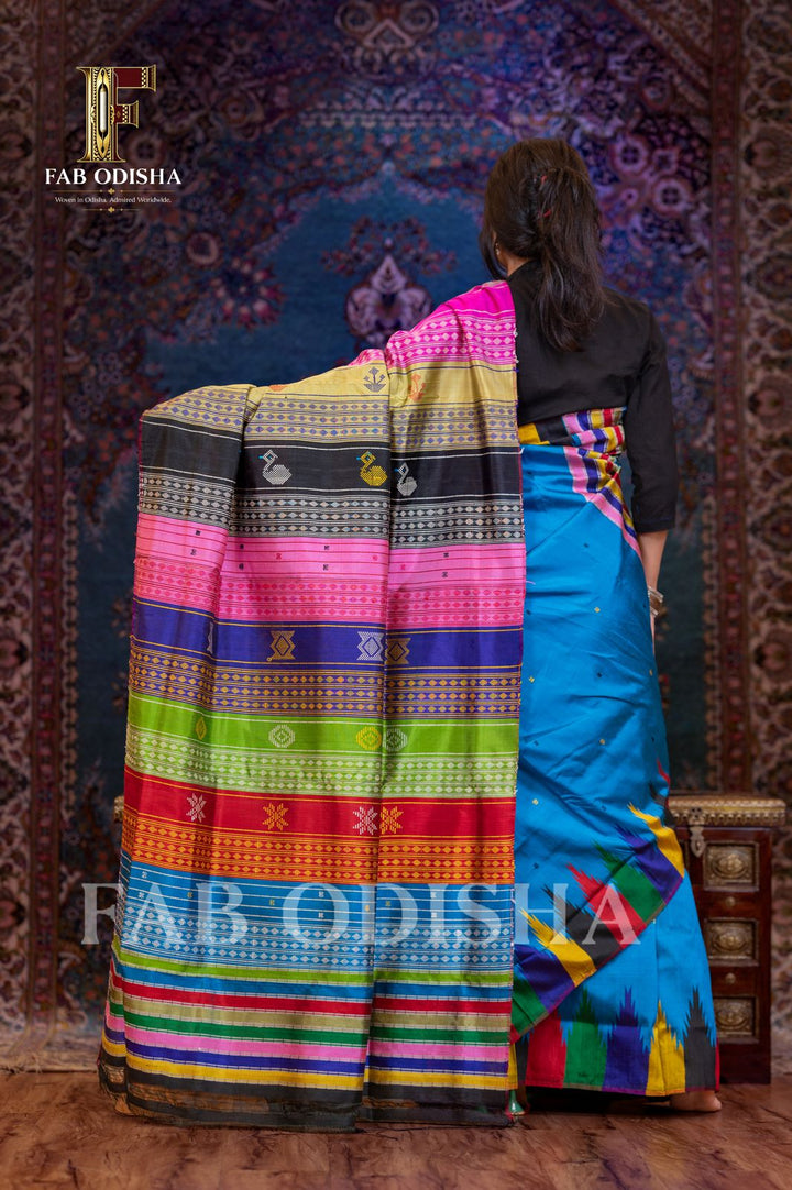 URBI MAYURA BERHAMPURI HANDLOOM DOUBLE AANCHAL PURE SILK PATTA SAREE