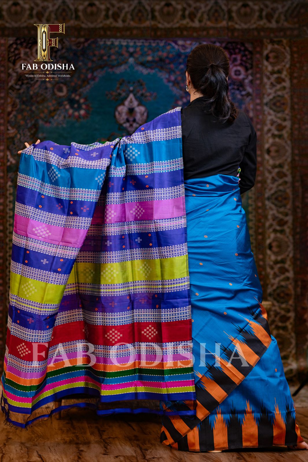 KAVYA MALHAR BERHAMPURI HANDLOOM DOUBLE AANCHAL PURE SILK PATTA SAREE