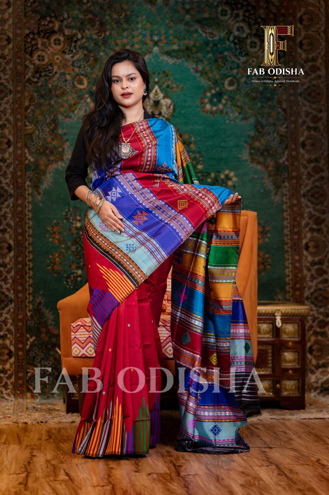 ESHANIKA SHRESHTA BERHAMPURI HANDLOOM DOUBLE AANCHAL PURE SILK PATTA SAREE
