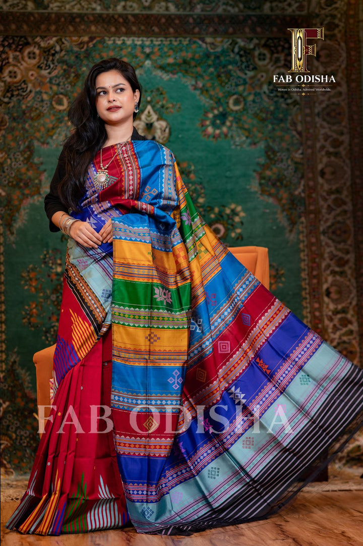 ESHANIKA SHRESHTA BERHAMPURI HANDLOOM DOUBLE AANCHAL PURE SILK PATTA SAREE