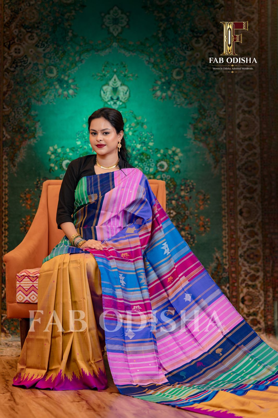 KARISHMA SOUNDARYA BERHAMPURI HANDLOOM DOUBLE AANCHAL PURE SILK PATTA SAREE