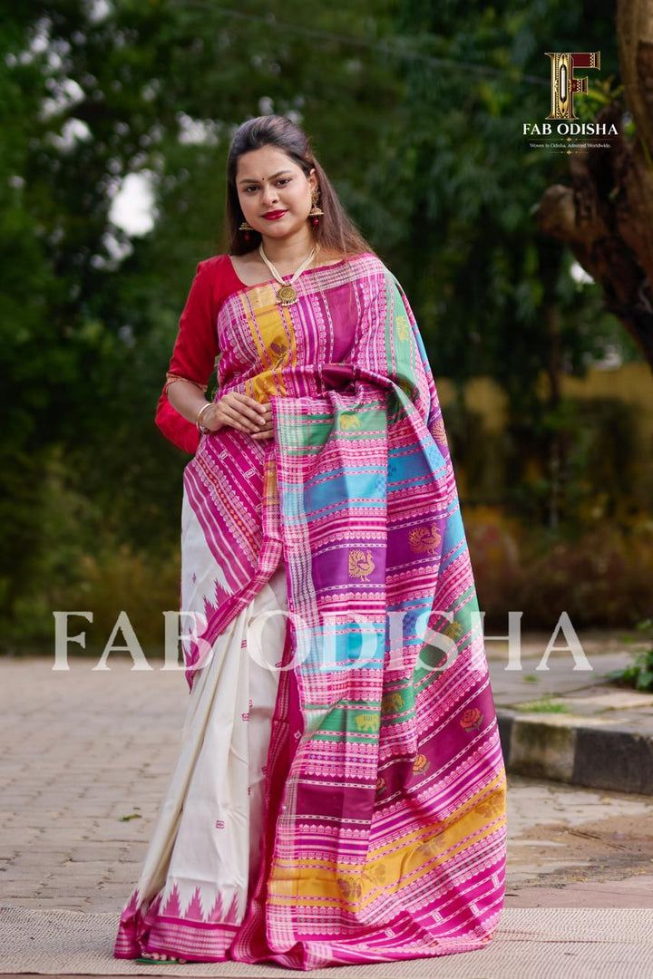 ROOP SHRINGAR BERHAMPURI HANDLOOM DOUBLE AANCHAL PURE SILK PATTA SAREE
