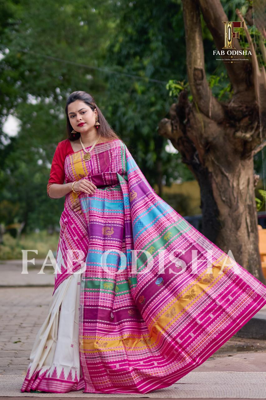 ROOP SHRINGAR BERHAMPURI HANDLOOM DOUBLE AANCHAL PURE SILK PATTA SAREE