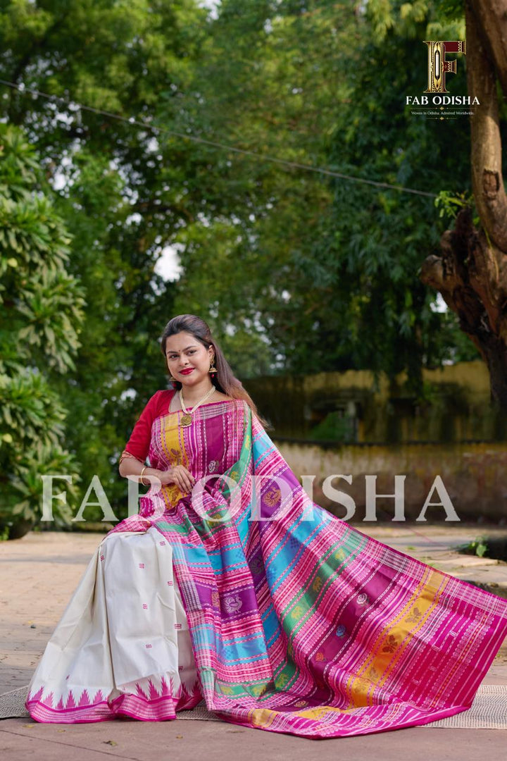ROOP SHRINGAR BERHAMPURI HANDLOOM DOUBLE AANCHAL PURE SILK PATTA SAREE