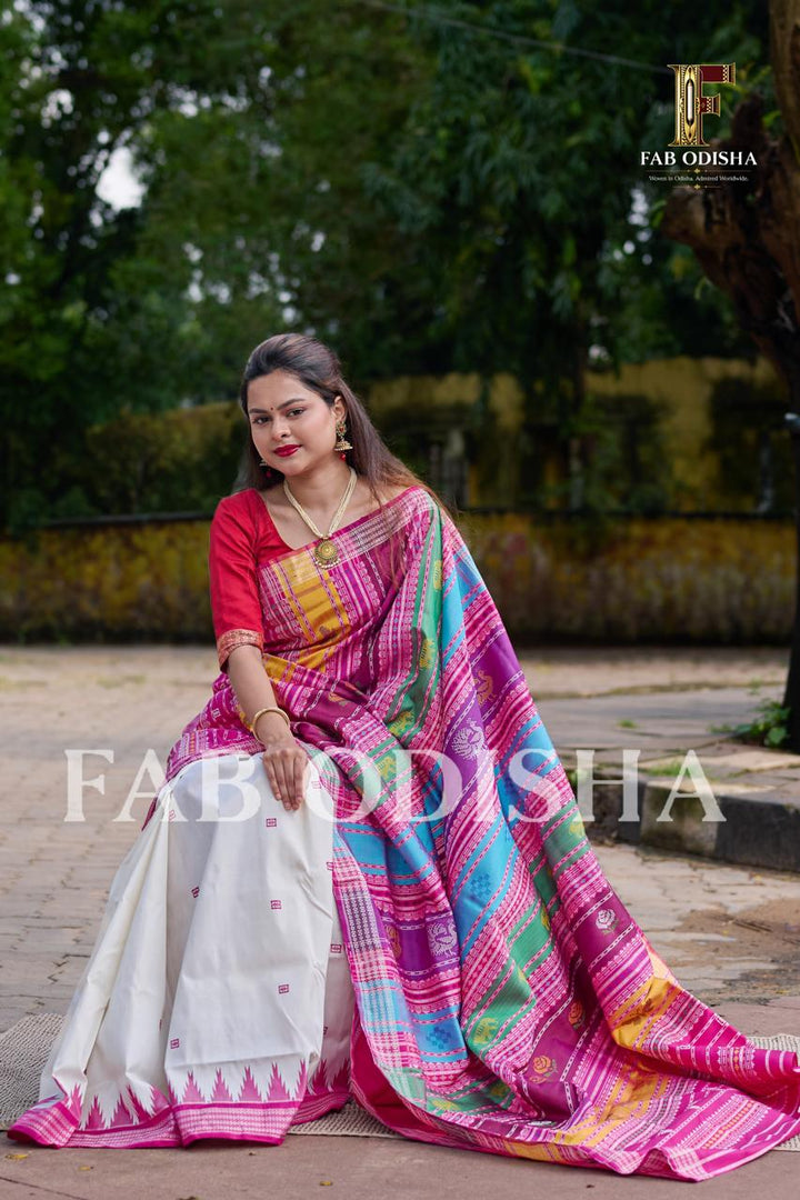 ROOP SHRINGAR BERHAMPURI HANDLOOM DOUBLE AANCHAL PURE SILK PATTA SAREE