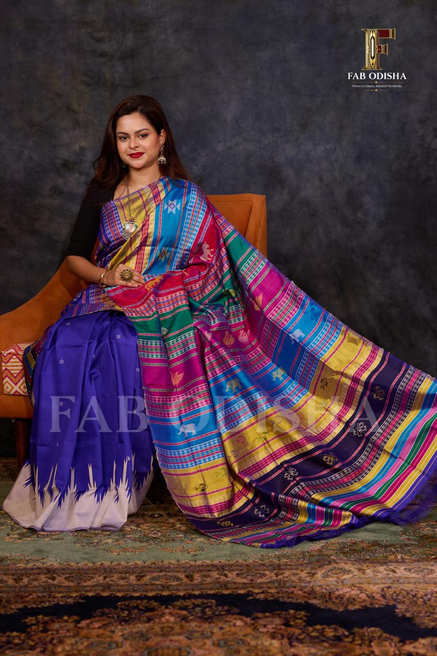 DEVIKA VASTRA SOULFUL BERHAMPURI HANDLOOM DOUBLE AANCHAL PURE SILK PATTA SAREE