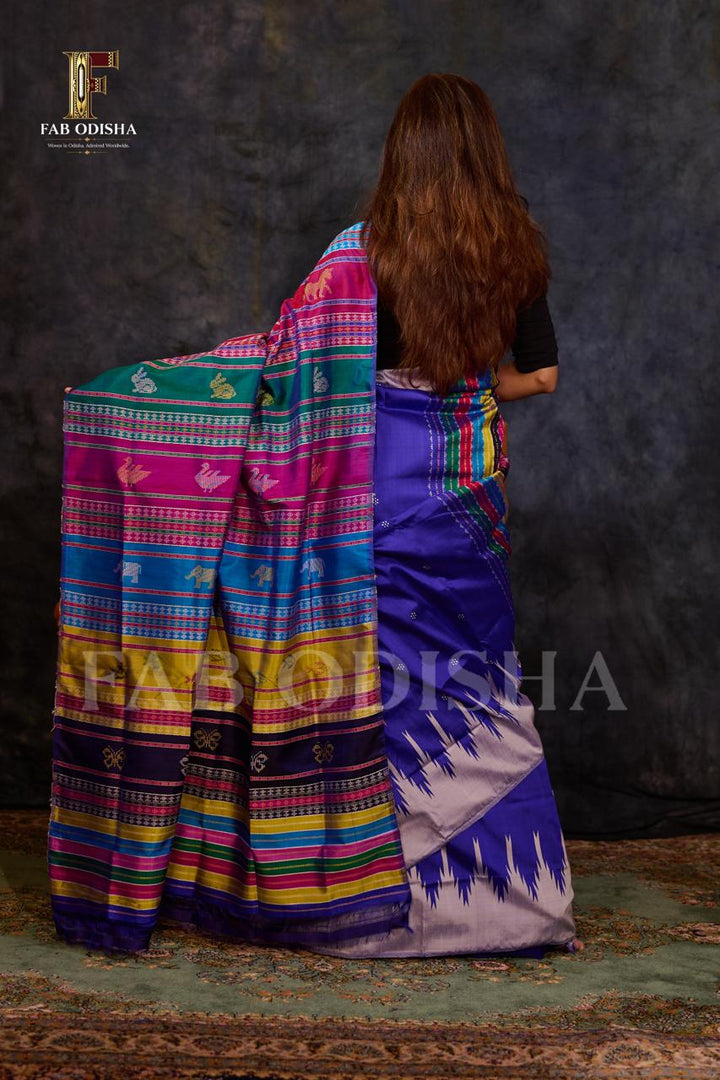 DEVIKA VASTRA SOULFUL BERHAMPURI HANDLOOM DOUBLE AANCHAL PURE SILK PATTA SAREE