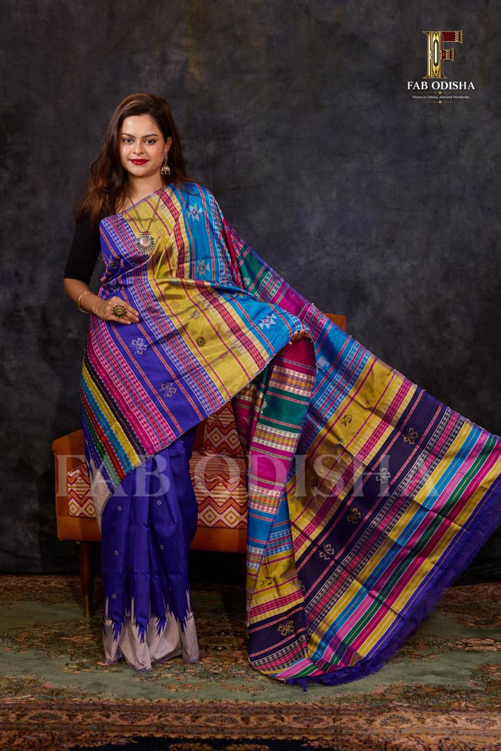 DEVIKA VASTRA SOULFUL BERHAMPURI HANDLOOM DOUBLE AANCHAL PURE SILK PATTA SAREE