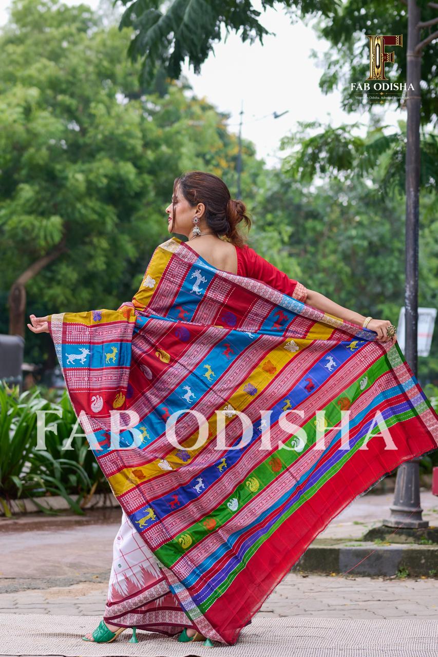 AMRITAVALLI NANDINI BERHAMPURI HANDLOOM DOUBLE AANCHAL PURE SILK PATTA SAREE