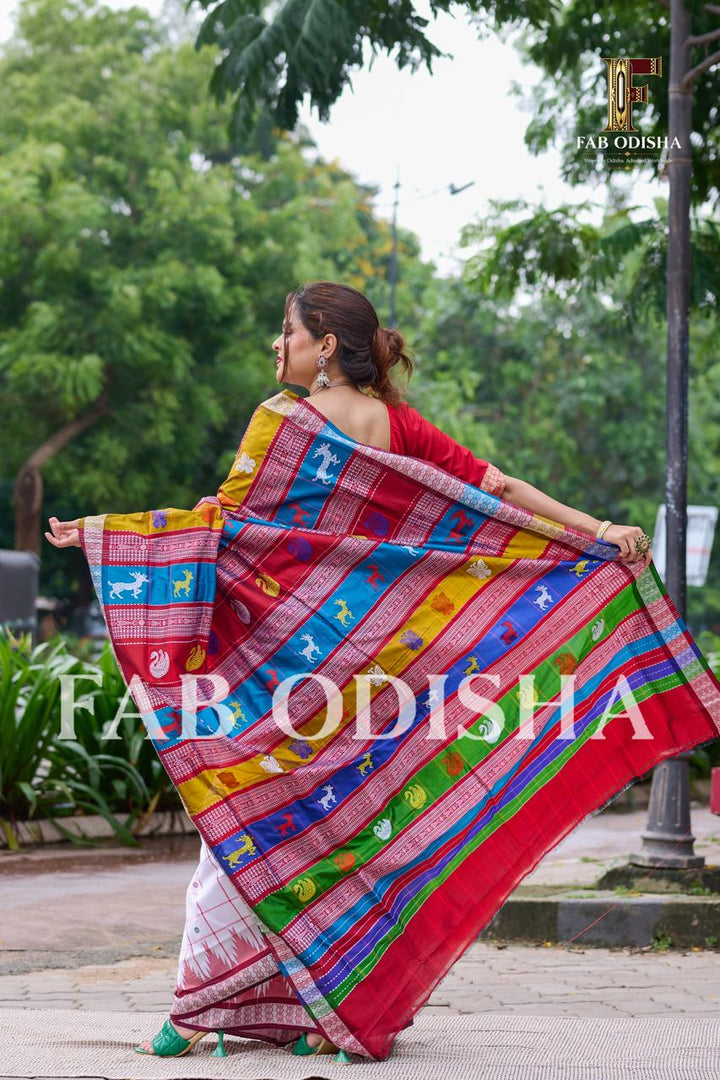 AMRITAVALLI NANDINI BERHAMPURI HANDLOOM DOUBLE AANCHAL PURE SILK PATTA SAREE