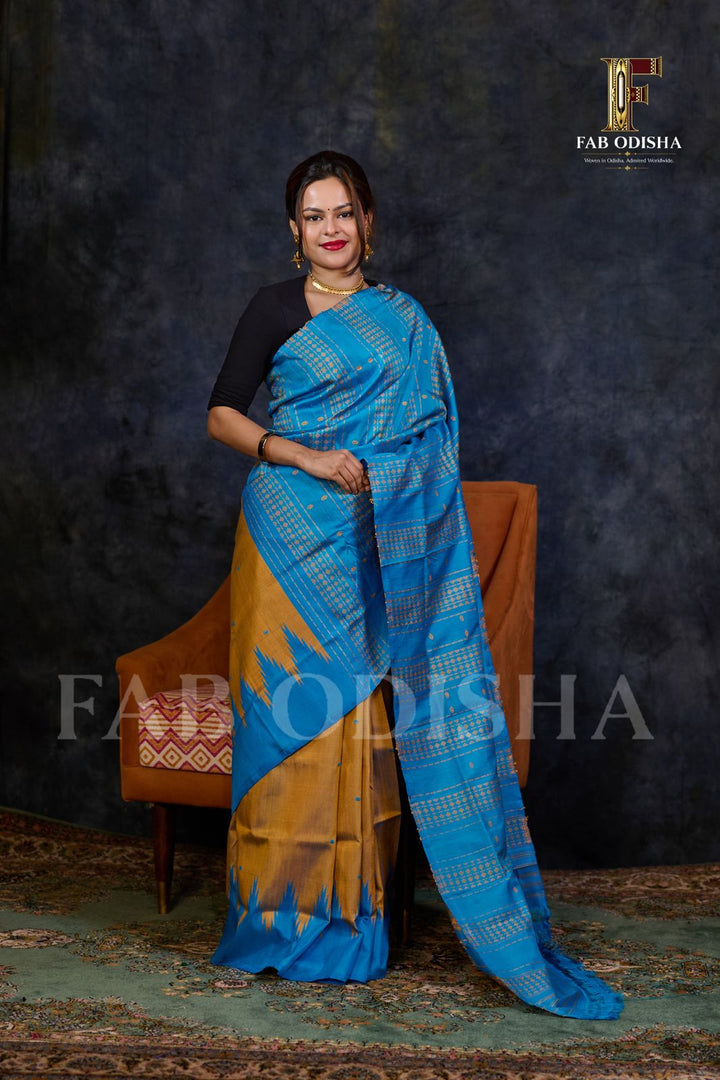 VANSHIKA VASTRA BERHAMPURI HANDLOOM DOUBLE AANCHAL PURE SILK PATTA SAREE