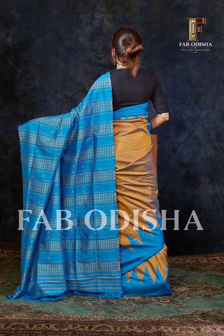 VANSHIKA VASTRA BERHAMPURI HANDLOOM DOUBLE AANCHAL PURE SILK PATTA SAREE