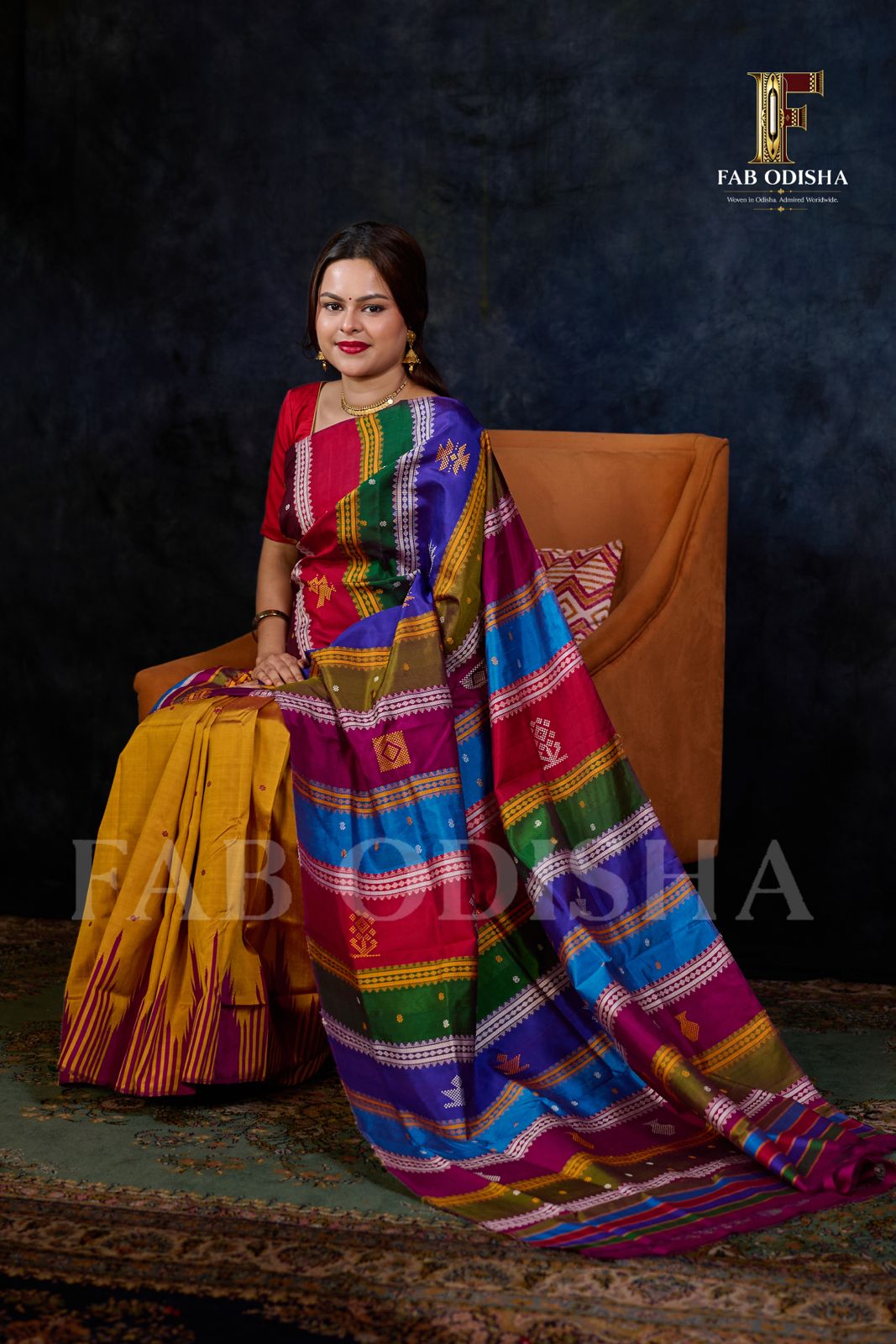 HIRANMAYI DIVYA VASTRA BERHAMPURI HANDLOOM DOUBLE AANCHAL PURE SILK PATTA SAREE