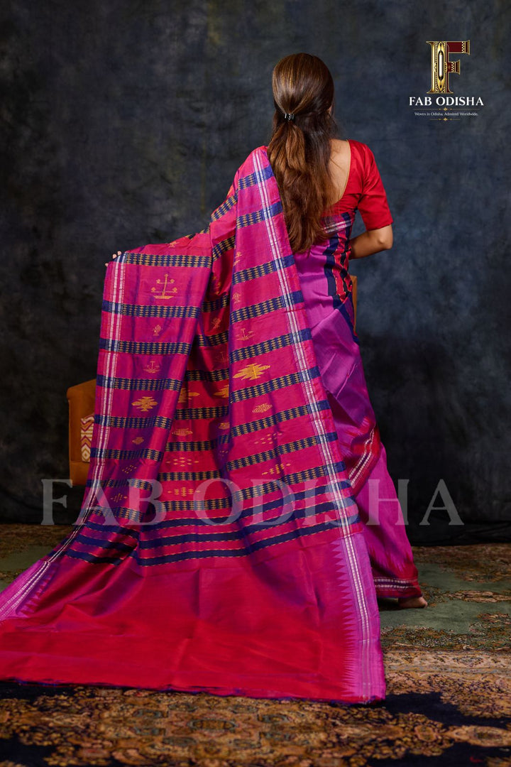 SHANKHINI SUTRA BERHAMPURI HANDLOOM DOUBLE AANCHAL PURE SILK PATTA SAREE