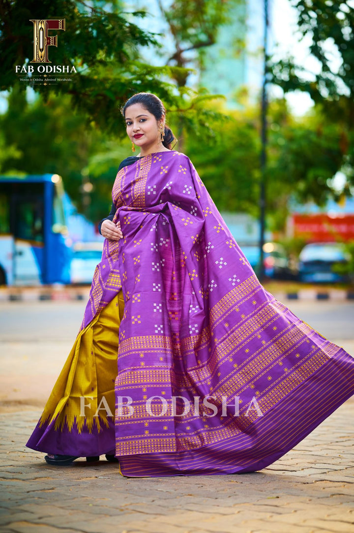 RUKMINI VASTRA SELECTIONS BERHAMPURI DOUBLE AANCHAL PURE SILK PATTA SAREE