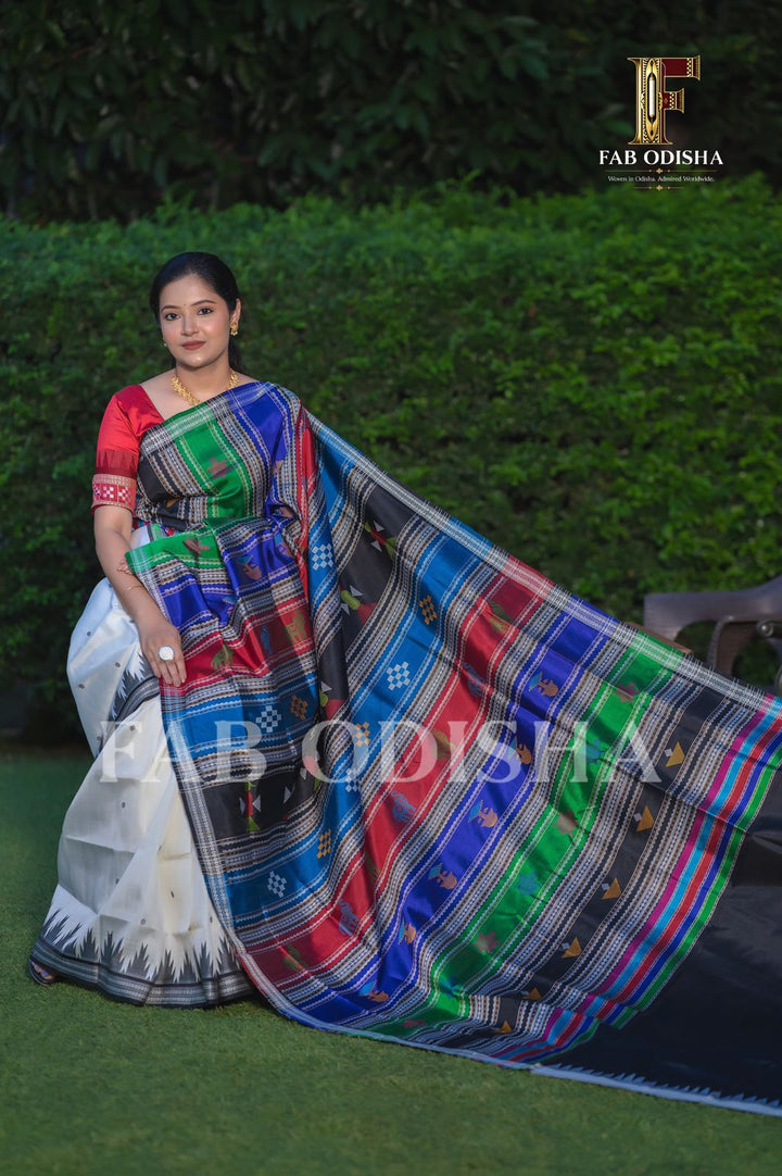 ISHANI VASTRA BERHAMPURI DOUBLE AANCHAL PURE SILK PATTA SAREE