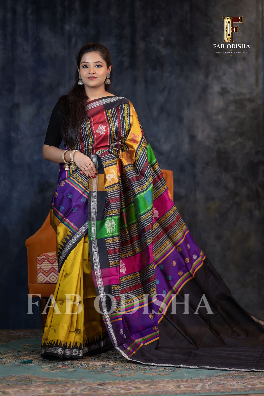 JYOTIRMOYI SERENITY BERHAMPURI DOUBLE AANCHAL PURE SILK PATTA SAREE