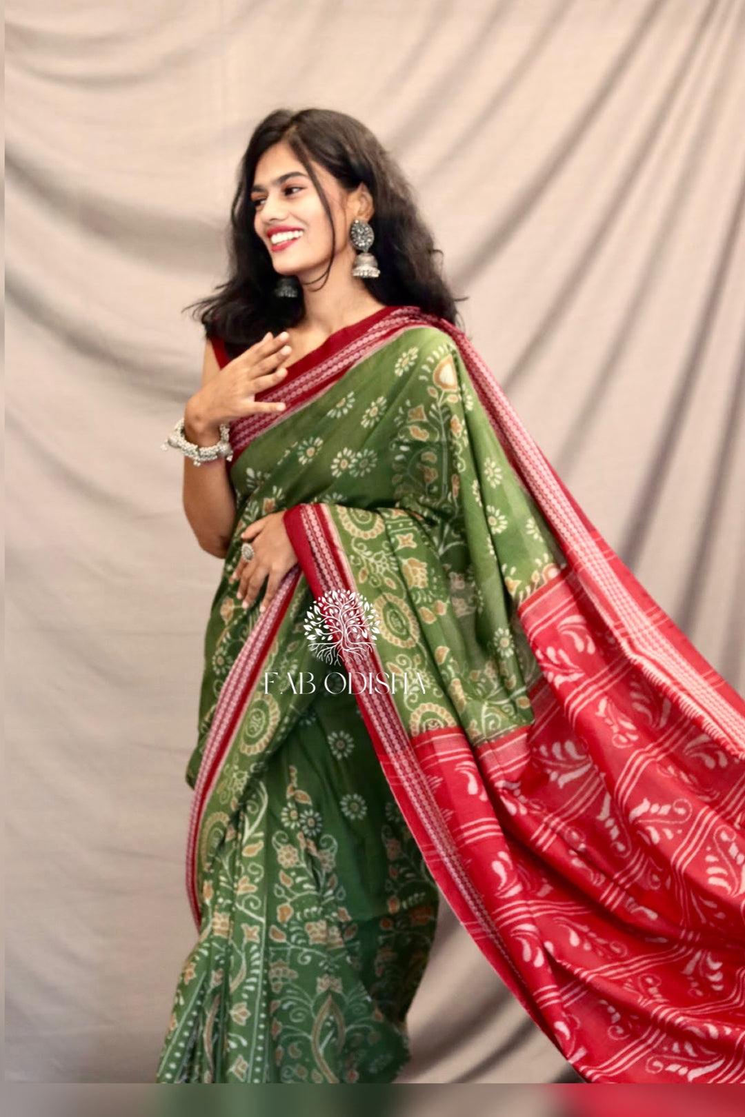 SAGE GREEN EDEN GARDEN SAMBALPURI SAREE