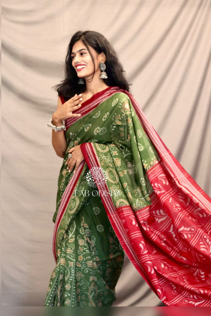SAGE GREEN EDEN GARDEN SAMBALPURI SAREE