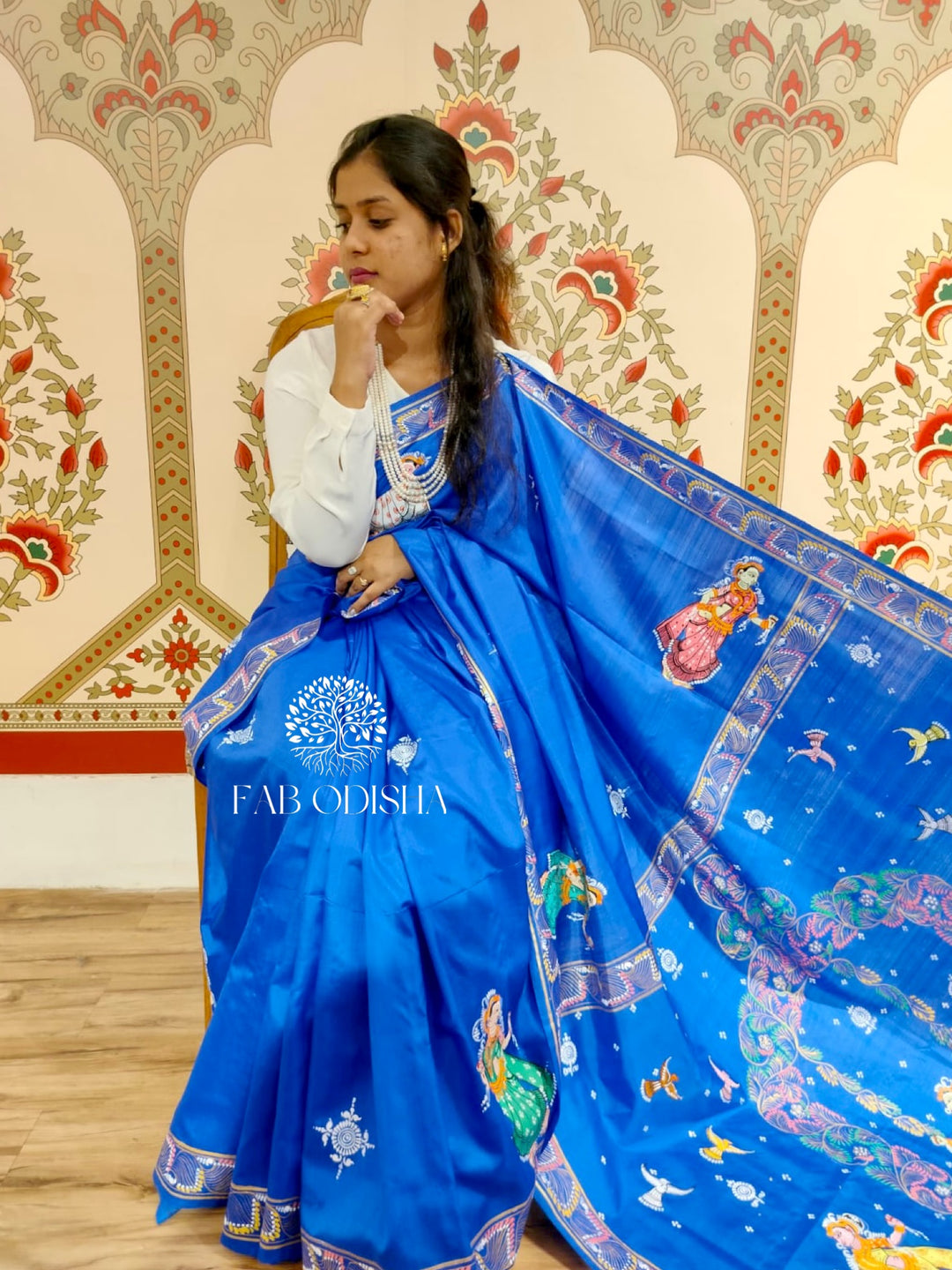 MESMERISING BLUE PATTACHITRA SAREE